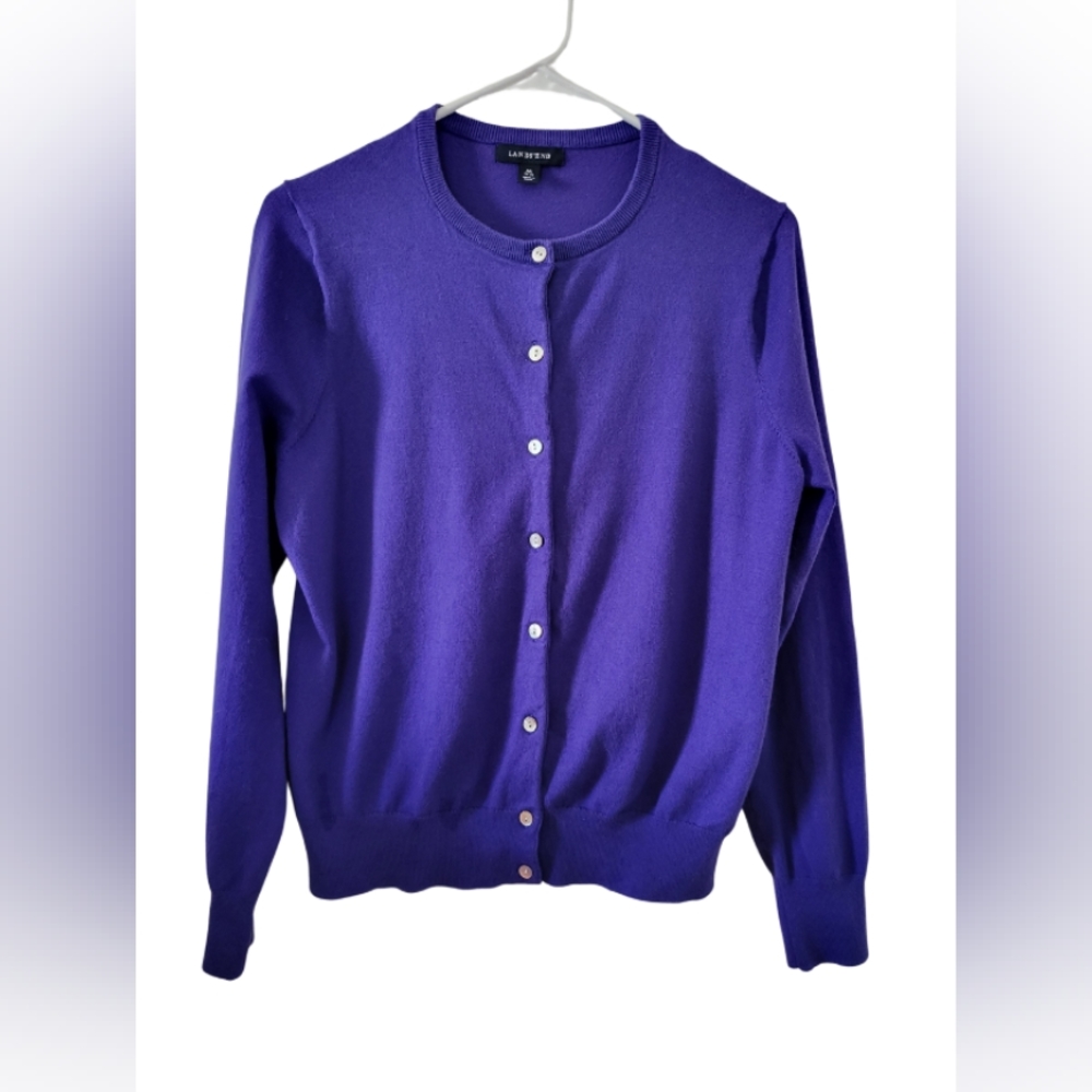 ♦️2 for $16♦️Land's End Purple Crew neck Button front Cardigan. Misses size M